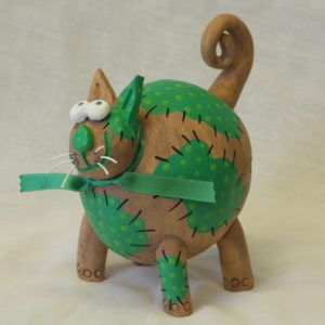 Chat décoratif en céramique