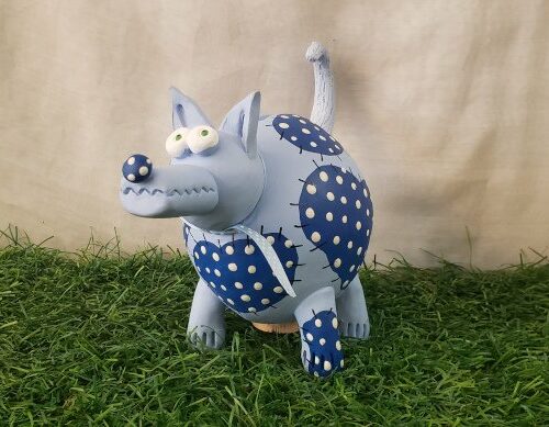 Tirelire loup céramique