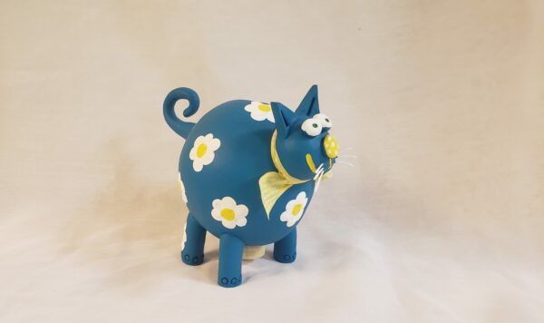 Tirelire céramique chat bleu