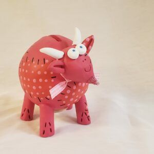 Tirelire céramique chèvre rose