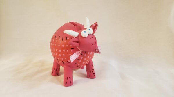Tirelire céramique chèvre rose
