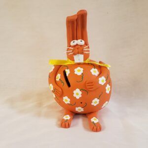Tirelire céramique lapin orange