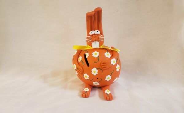 Tirelire céramique lapin orange
