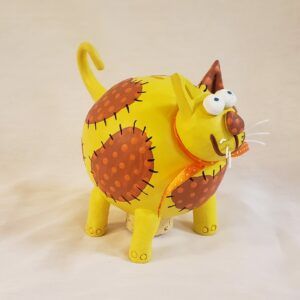 Tirelire céramique chat jaune