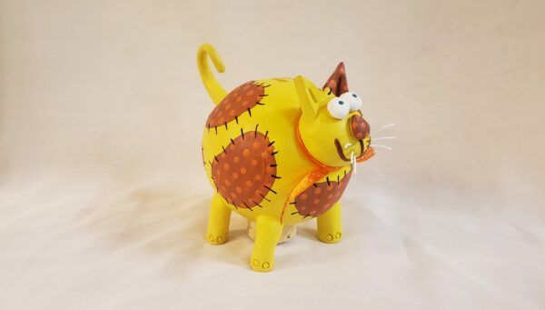Tirelire céramique chat jaune