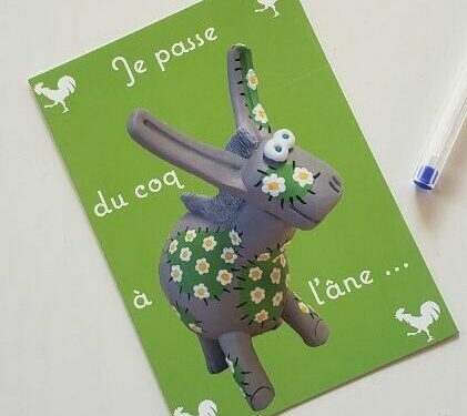 Carte postale âne céramique