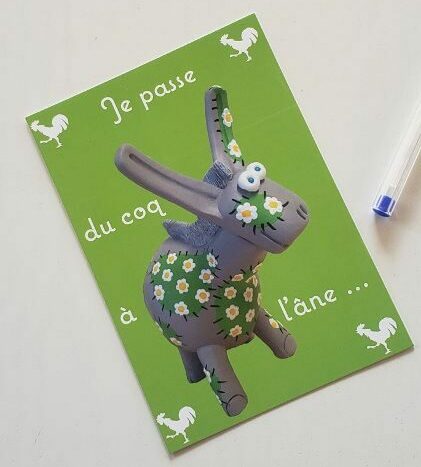 Carte postale âne céramique