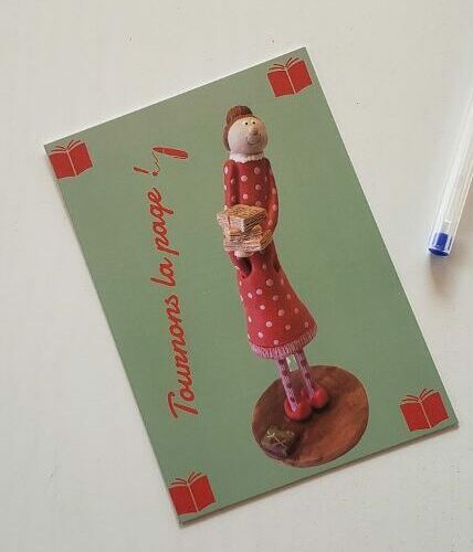 Carte postale bibliothécaire céramiq