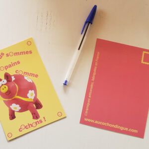 Carte postale cochon céramique