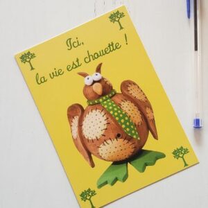 Carte postale chouette céramique