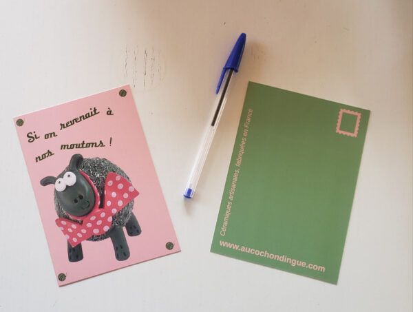 Carte postale mouton céramique