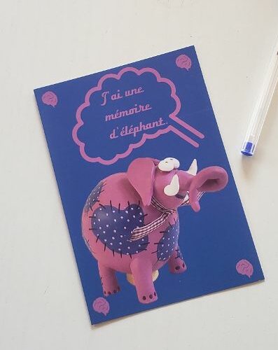 Carte postale éléphant céramique