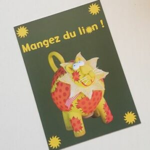 Carte postale lion céramique