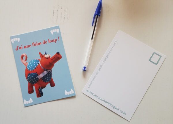 Carte postale loup céramique