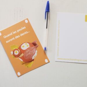 Carte postale poule céramique