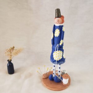 Céramique couturière bleue